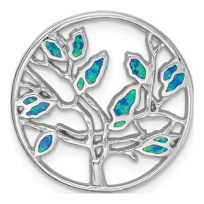 Sterling Silver Lab-Created Opal Tree Pendant
