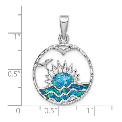 Sterling Silver Lab-Created Opal Sunrise Pendant – view 5