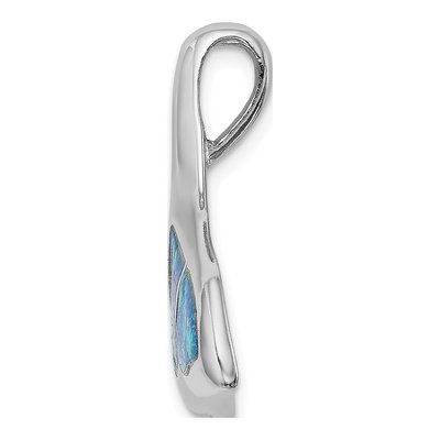 Sterling Silver Lab-Created Opal Whale Tail Slide Pendant – view 3