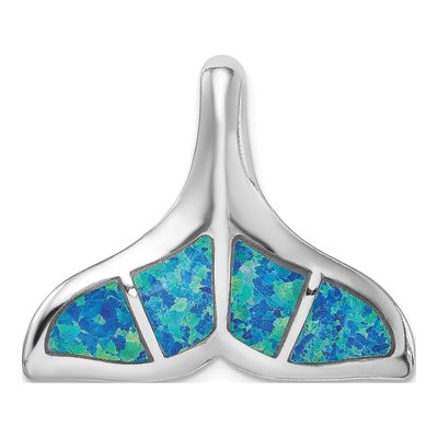 Sterling Silver Lab-Created Opal Whale Tail Slide Pendant