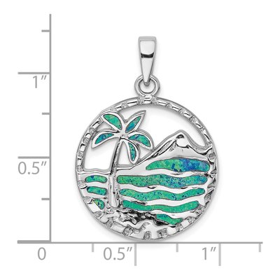 Sterling Silver Lab-Created Opal Palm Tree Pendant – view 5