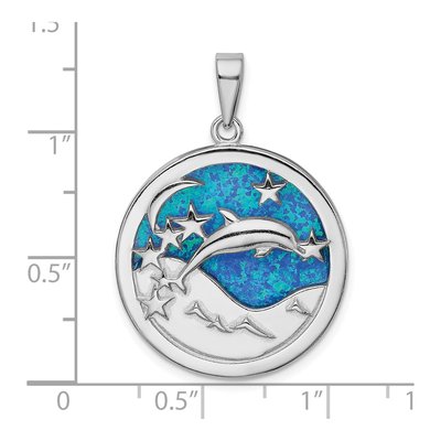Sterling Silver Lab-Created Opal Dolphins Pendant – view 5