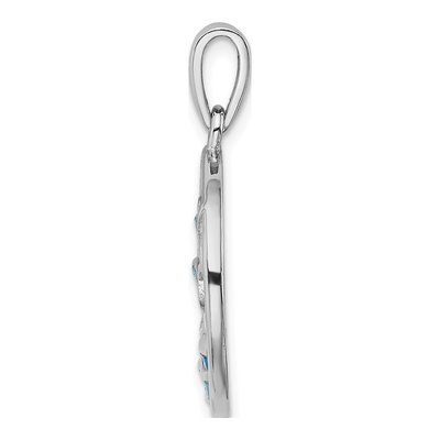 Sterling Silver Lab-Created Opal Dolphins Pendant – view 3