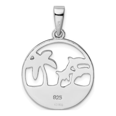 Sterling Silver Lab-Created Opal Dolphins Pendant – view 4