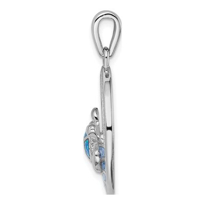Sterling Silver Lab-Created Opal Turtle Pendant – view 3