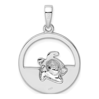 Sterling Silver Lab-Created Opal Turtle Pendant – view 4