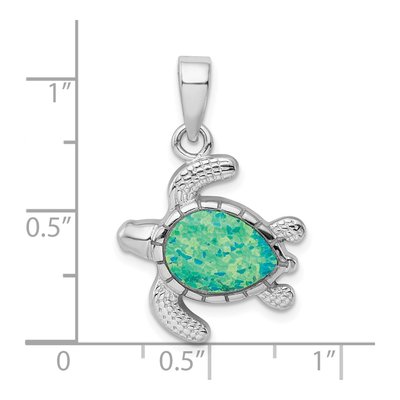 Sterling Silver Lab-Created Opal Turtle Pendant – view 6