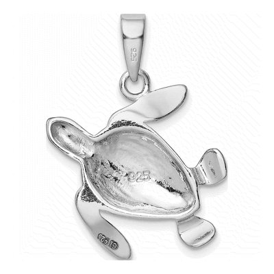 Sterling Silver Lab-Created Opal Turtle Pendant – view 4