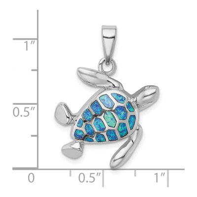 Sterling Silver Lab-Created Opal Turtle Pendant – view 5