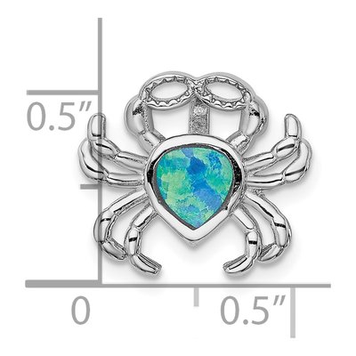 Sterling Silver Lab-Created Opal Crab Slide Pendant – view 5