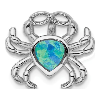 Sterling Silver Lab-Created Opal Crab Slide Pendant