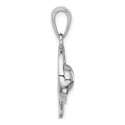 Sterling Silver Lab-Created Opal Inlay Dolphin Pendant – view 3
