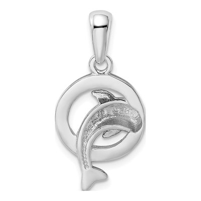 Sterling Silver Lab-Created Opal Inlay Dolphin Pendant – view 4