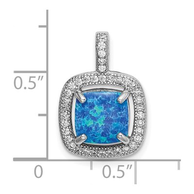 Sterling Silver Lab-Created Opal & CZ Square Pendant – view 5