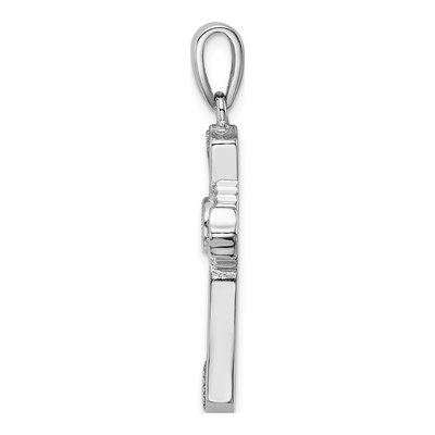 Sterling Silver Lab-Created Opal & CZ Cross Pendant – view 3