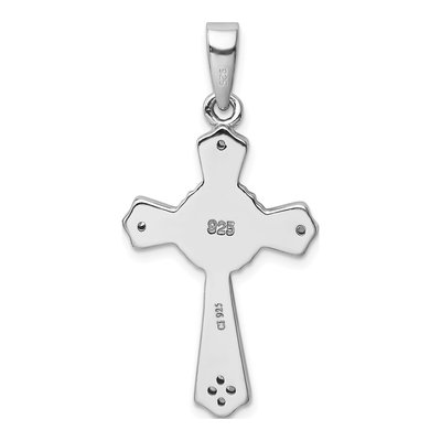 Sterling Silver Lab-Created Opal & CZ Cross Pendant – view 4