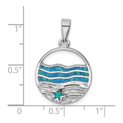 Sterling Silver Lab-Created Opal Starfish Pendant – view 5