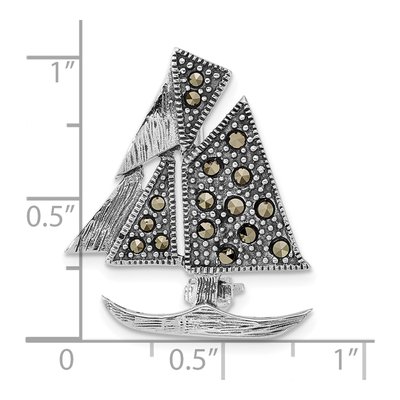 Sterling Silver Marcasite Sailboat Pin – view 4
