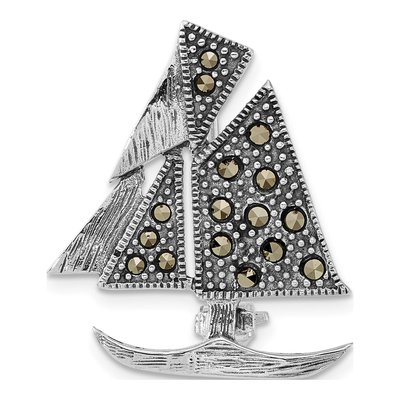 Sterling Silver Marcasite Sailboat Pin