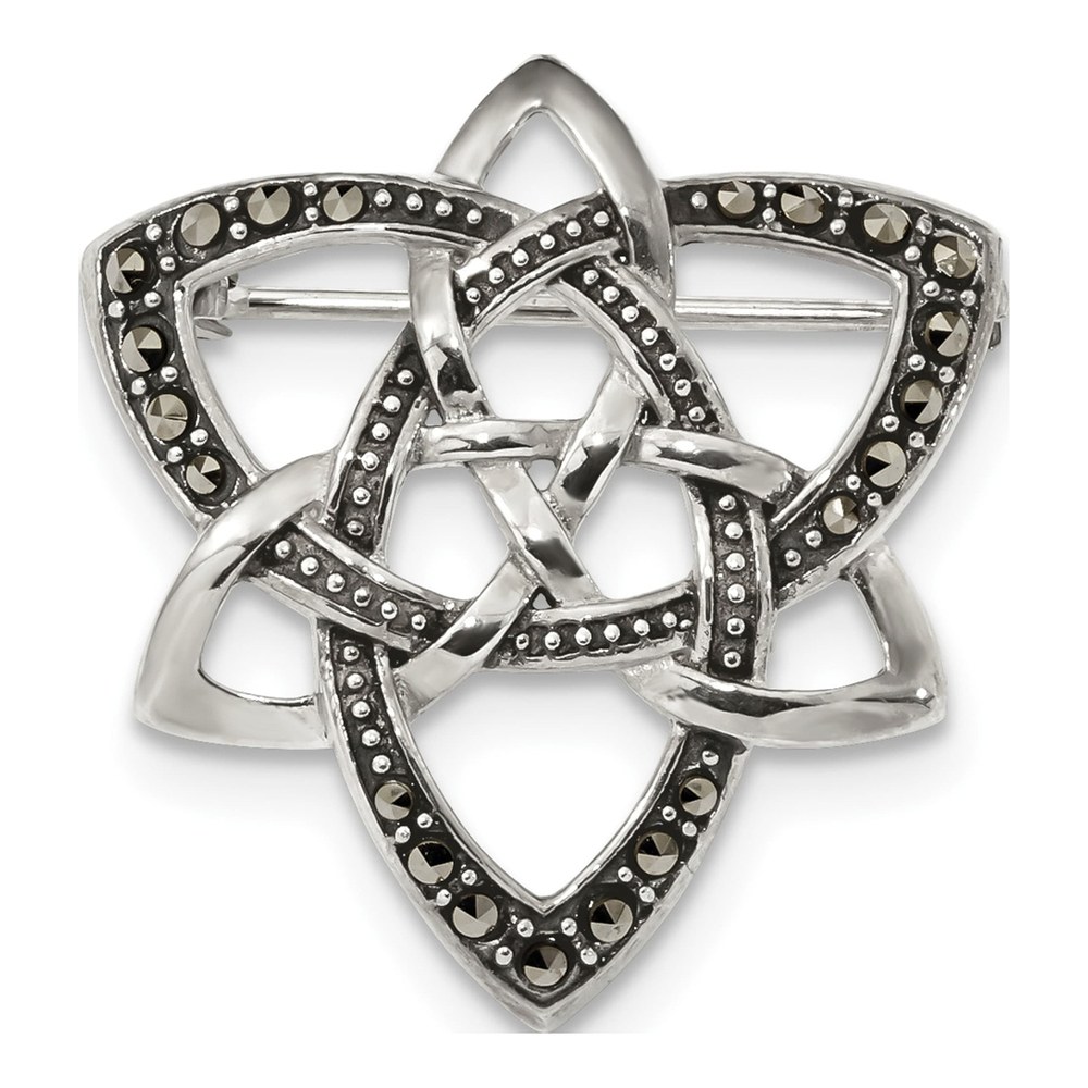 Sterling Silver Marcasite Celtic Knot Brooch Pin