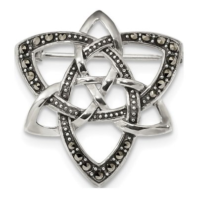 Sterling Silver Marcasite Celtic Knot Brooch Pin