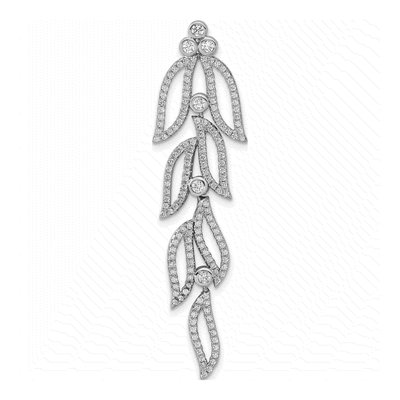 Sterling Silver CZ Leaves Slide Pendant