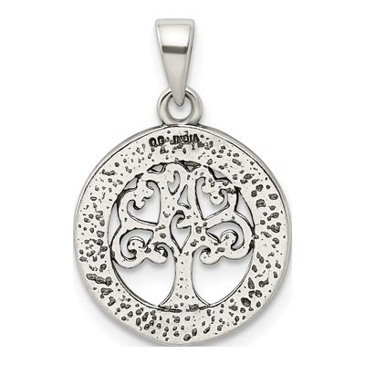 Sterling Silver Glitter Enamel Tree Circle Pendant – view 4