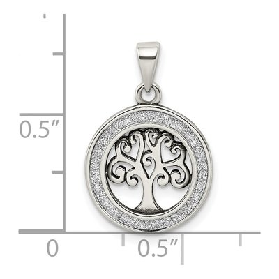 Sterling Silver Glitter Enamel Tree Circle Pendant – view 5