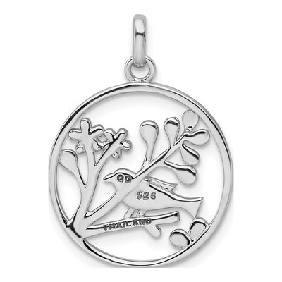 Sterling Silver Bird Flowers Pendant – view 4