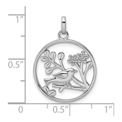 Sterling Silver Bird Flowers Pendant – view 5