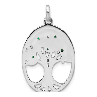 Sterling Silver Green Glass Tree Pendant – view 4