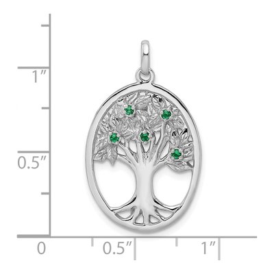 Sterling Silver Green Glass Tree Pendant – view 5