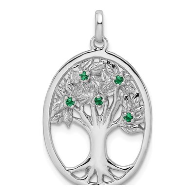 Sterling Silver Green Glass Tree Pendant