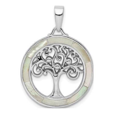 Sterling Silver Mother of Pearl Mop Tree of Life Pendant