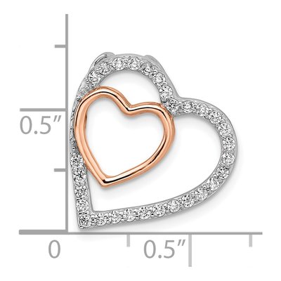 Sterling Silver CZ Heart Slide Pendant – view 5