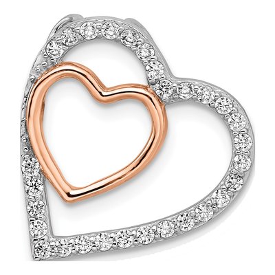 Sterling Silver CZ Heart Slide Pendant