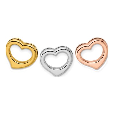 Sterling Silver Tri-Tone Triple Heart Slide Pendant