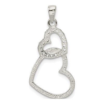Sterling Silver CZ Double Heart Pendant – view 4