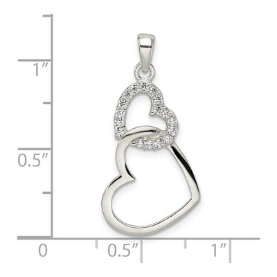 Sterling Silver CZ Double Heart Pendant – view 5