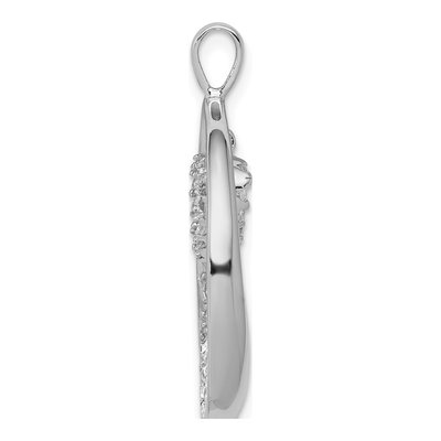 Sterling Silver CZ Oval Heart Dangle Pendant – view 2