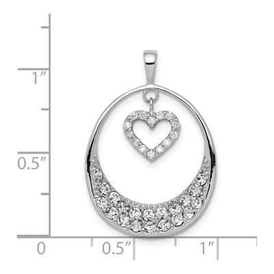 Sterling Silver CZ Oval Heart Dangle Pendant – view 3