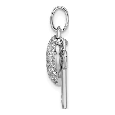 Sterling Silver CZ Heart Lock Key Pendant – view 3