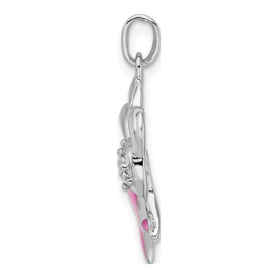 Sterling Silver CZ Ribbon Heart Pendant – view 3