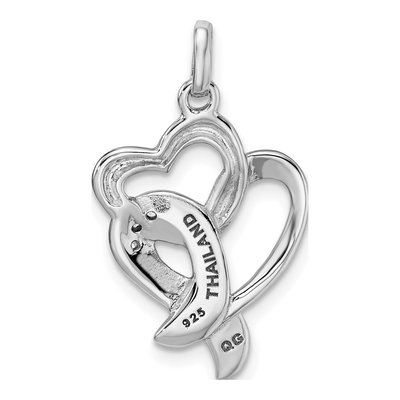 Sterling Silver CZ Ribbon Heart Pendant – view 4