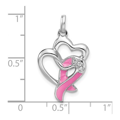 Sterling Silver CZ Ribbon Heart Pendant – view 5