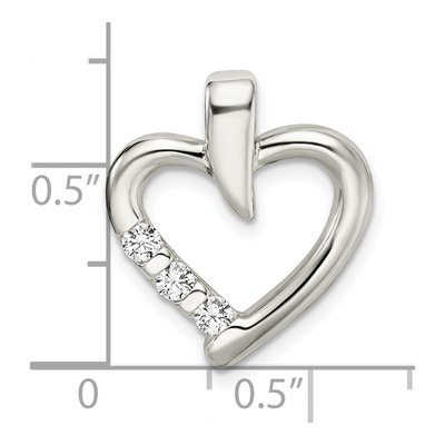 Sterling Silver CZ Heart Slide Pendant – view 5