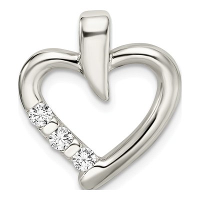 Sterling Silver CZ Heart Slide Pendant