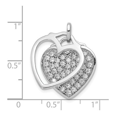 Sterling Silver CZ Two Piece Heart Pendant – view 5