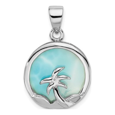 Sterling Silver Larimar Palm Tree Pendant