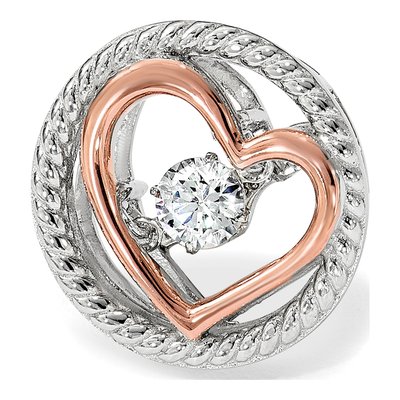 Sterling Silver CZ Heart Slide Pendant – view 6